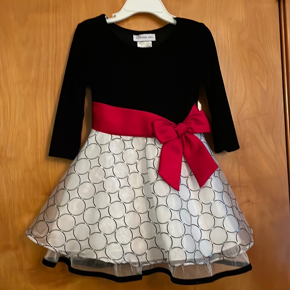 Beautiful winter party dress. Black velvet top with full layered skirt